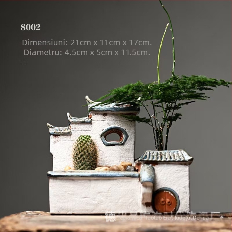 Jiangnan House bambus ghiveci de flori decorare retro creativ verde plantă ghiveci de flori acvariu peisaj decorare acasă birou