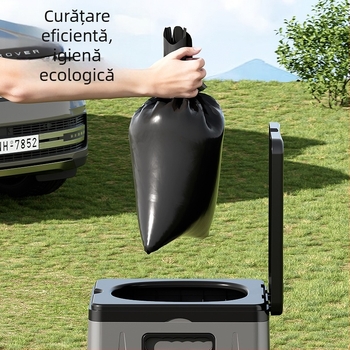 Toaletă pliabilă pentru mașină, portabilă, pentru adulți, auto-condusă, pentru camping în aer liber, cu agent de întărire, toaletă mobilă