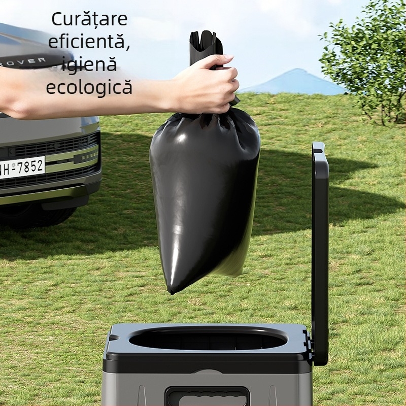 Toaletă pliabilă pentru mașină, portabilă, pentru adulți, auto-condusă, pentru camping în aer liber, cu agent de întărire, toaletă mobilă