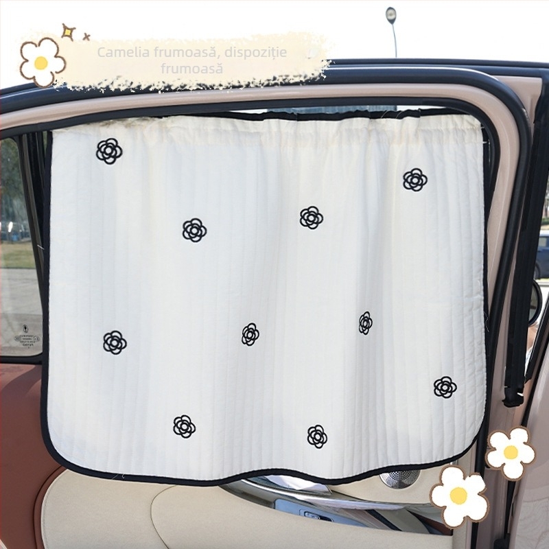 Perdele auto cu desene animate, protecție solară drăguță pentru mașină, izolație termică, blocuri laterale pentru parasolar, perdele laterale retractabile pentru parasolar auto de vară