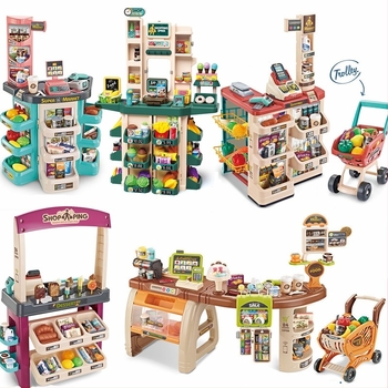 Simulare transfrontalieră pentru copii, supermarket, înghețată, coș de cumpărături, set, scaner de carduri de credit, jucării de supermarket pentru casierie familială