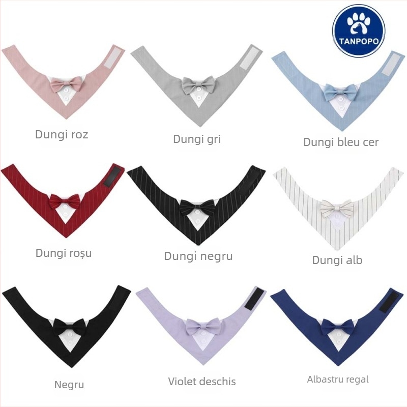 Tanpopo transfrontalier în stoc costum de nuntă britanic prosop de salivă pentru animale de companie eșarfă pentru câini cu velcro prosop triunghi pentru animale de companie
