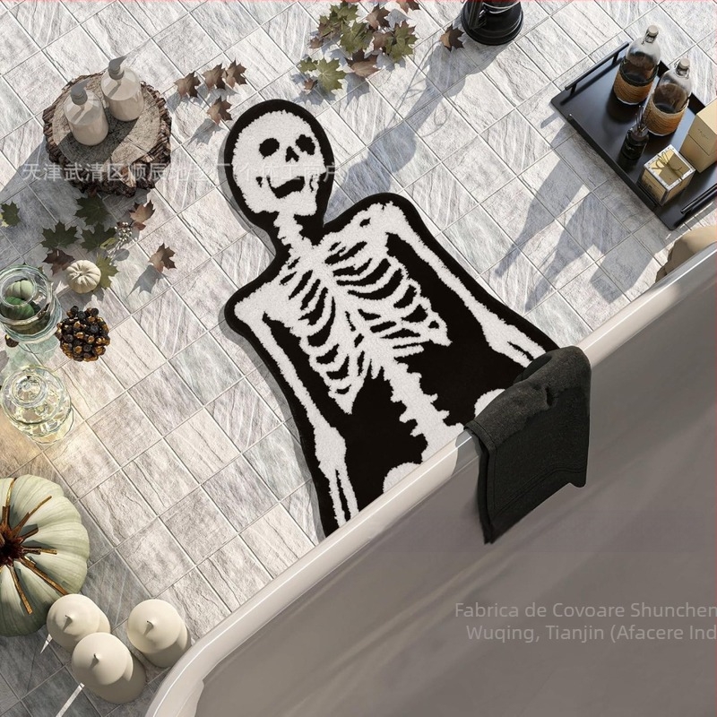 Transfrontalieră Halloween amuzant în formă de imitație de cașmir baie antiderapantă covoraș de intrare cu desene animate covoraș de podea Temu Dropshipping
