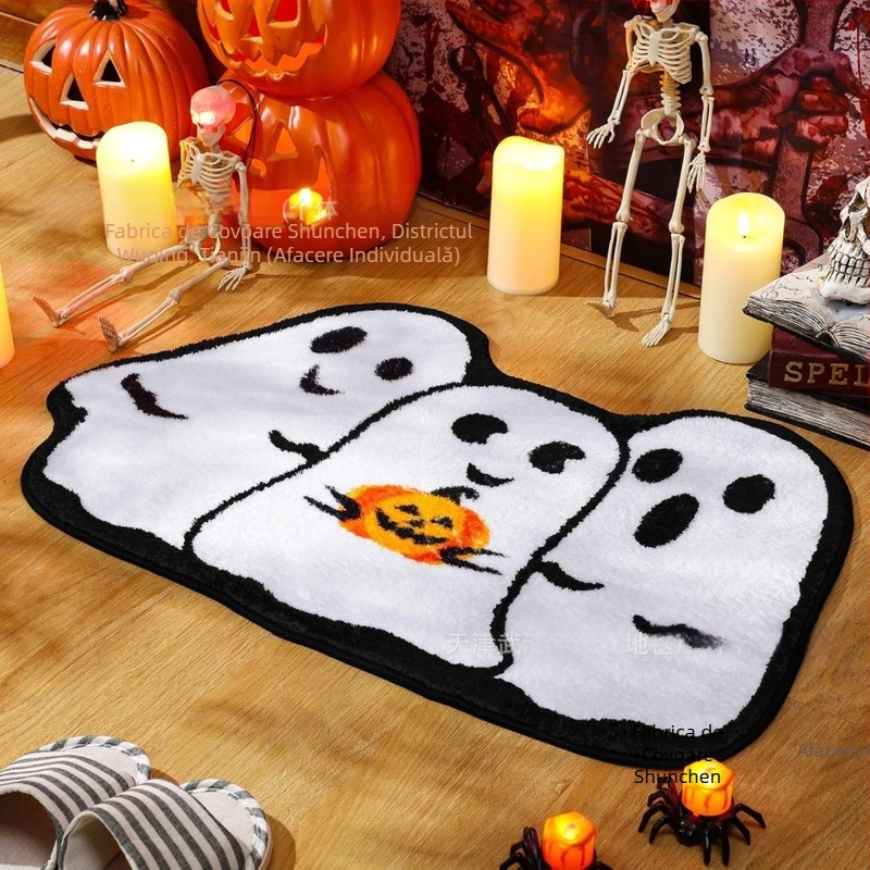 Transfrontalieră Halloween amuzant în formă de imitație de cașmir baie antiderapantă covoraș de intrare cu desene animate covoraș de podea Temu Dropshipping