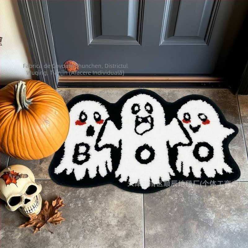Transfrontalieră Halloween amuzant în formă de imitație de cașmir baie antiderapantă covoraș de intrare cu desene animate covoraș de podea Temu Dropshipping