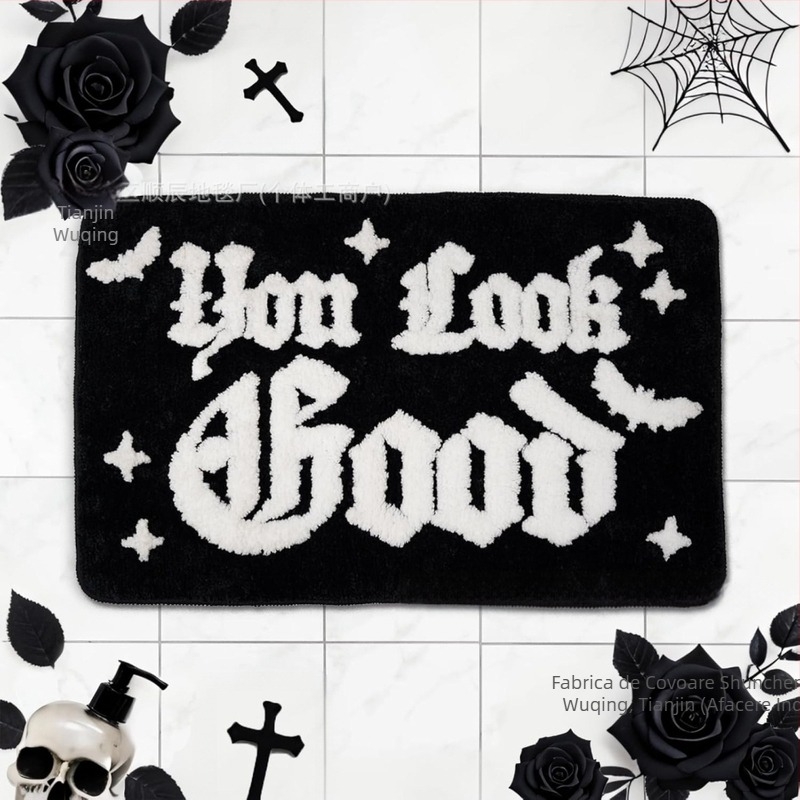 Transfrontalieră Halloween amuzant în formă de imitație de cașmir baie antiderapantă covoraș de intrare cu desene animate covoraș de podea Temu Dropshipping