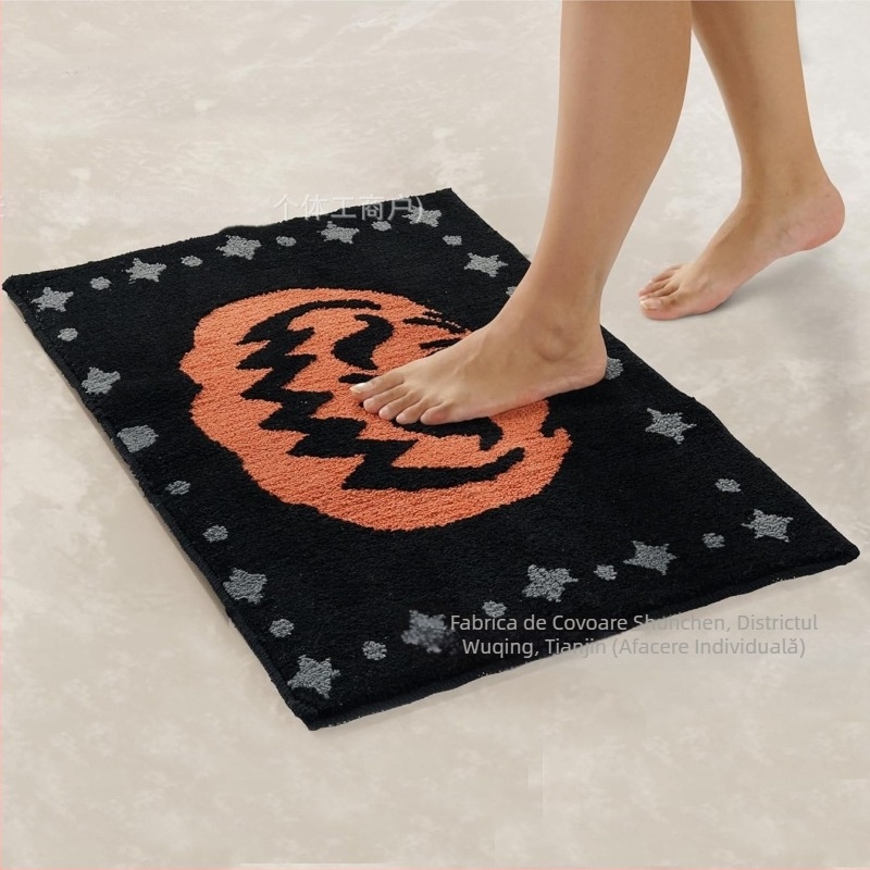 Transfrontalieră Halloween amuzant în formă de imitație de cașmir baie antiderapantă covoraș de intrare cu desene animate covoraș de podea Temu Dropshipping
