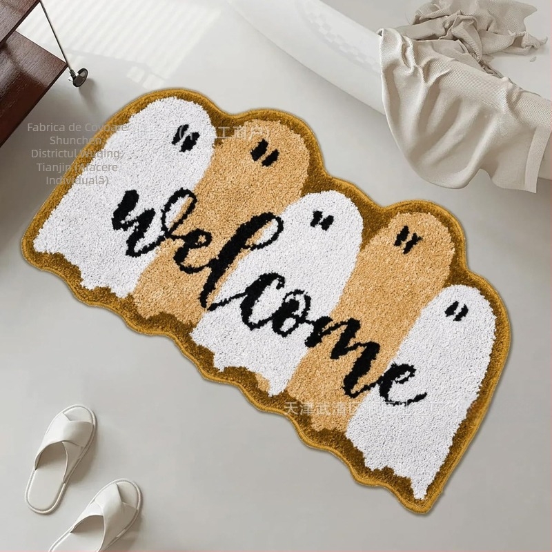 Transfrontalieră Halloween amuzant în formă de imitație de cașmir baie antiderapantă covoraș de intrare cu desene animate covoraș de podea Temu Dropshipping