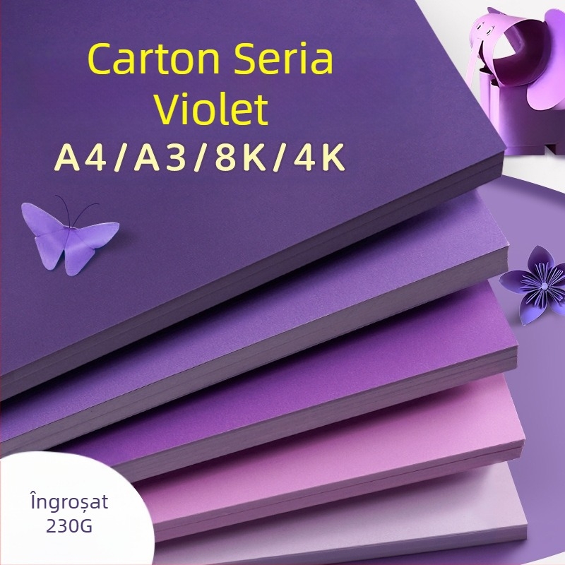 Hârtie de fundal pentru fotografii, carton dur violet, A4/A3/4K/8K, îngroșată, specifică studenților, 230g, carton colorat