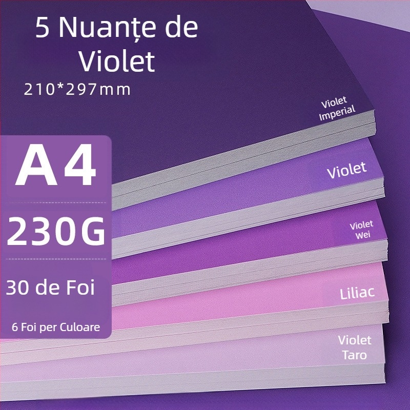 Hârtie de fundal pentru fotografii, carton dur violet, A4/A3/4K/8K, îngroșată, specifică studenților, 230g, carton colorat