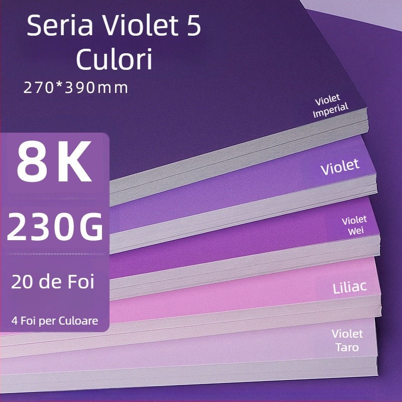 Hârtie de fundal pentru fotografii, carton dur violet, A4/A3/4K/8K, îngroșată, specifică studenților, 230g, carton colorat