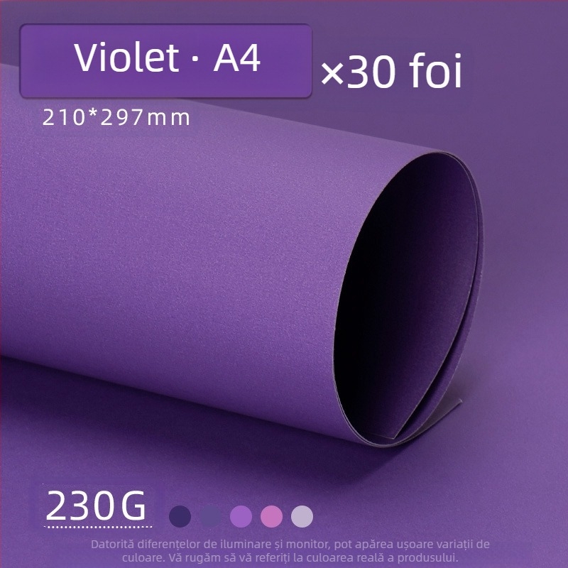 Hârtie de fundal pentru fotografii, carton dur violet, A4/A3/4K/8K, îngroșată, specifică studenților, 230g, carton colorat
