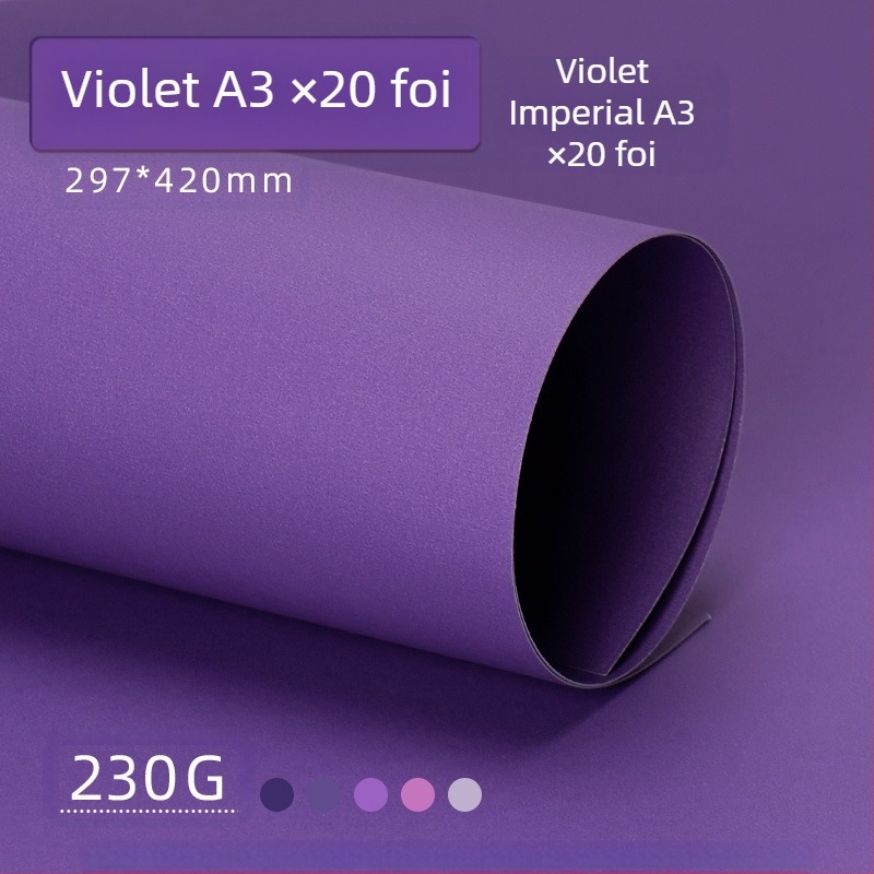 Hârtie de fundal pentru fotografii, carton dur violet, A4/A3/4K/8K, îngroșată, specifică studenților, 230g, carton colorat
