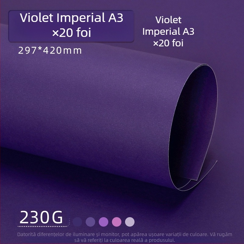 Hârtie de fundal pentru fotografii, carton dur violet, A4/A3/4K/8K, îngroșată, specifică studenților, 230g, carton colorat