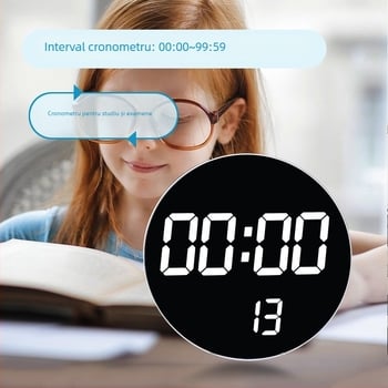 Ceas electronic de perete transfrontalier de 12 inch, calendar digital, ceas deșteptător pentru sufragerie, numărătoare inversă pentru studenți, ceas rotund creativ