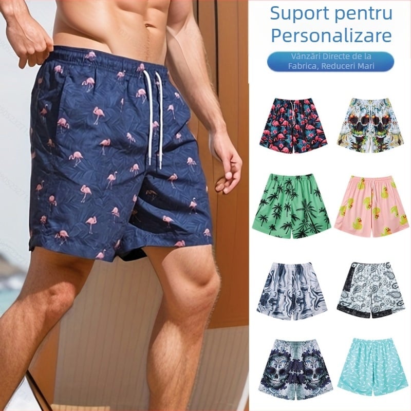 Șorturi de înot pentru bărbați, boxer cu 5 puncte, pantaloni mari, îmbrăcăminte de vară pentru plajă, izvoare termale, șorturi de înot pentru bărbați