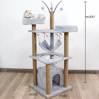 Pisică Casă Villa Rack Pisică Rack Cățărător Cuib Pisică Arbore Integrat Lemn Masiv Supplii pentru Pisici Mici Coloană de Prindere Four Seasons Vânzare Directă