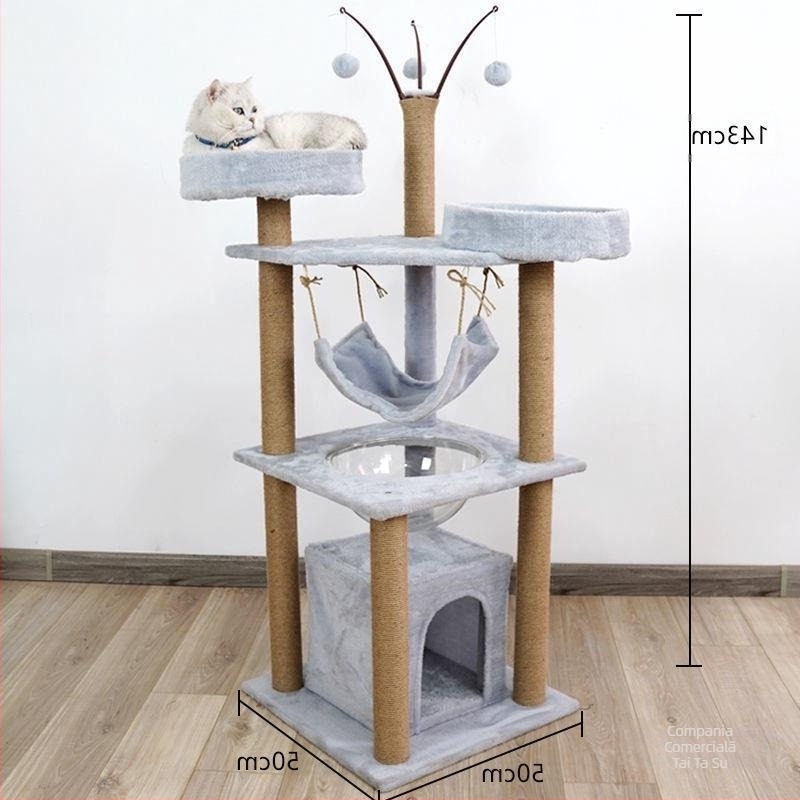 Pisică Casă Villa Rack Pisică Rack Cățărător Cuib Pisică Arbore Integrat Lemn Masiv Supplii pentru Pisici Mici Coloană de Prindere Four Seasons Vânzare Directă