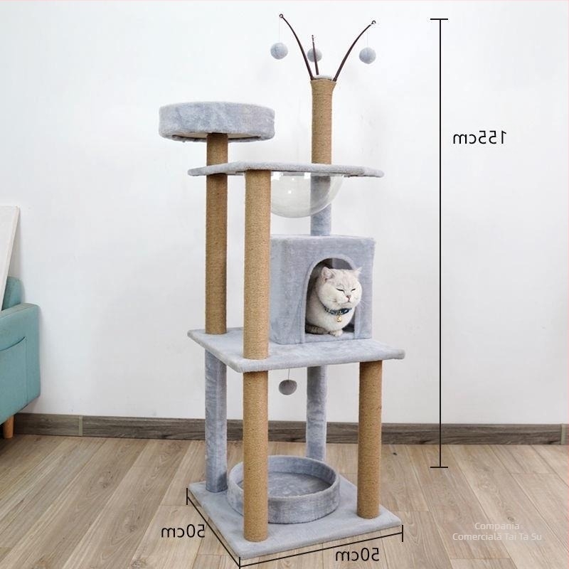 Pisică Casă Villa Rack Pisică Rack Cățărător Cuib Pisică Arbore Integrat Lemn Masiv Supplii pentru Pisici Mici Coloană de Prindere Four Seasons Vânzare Directă