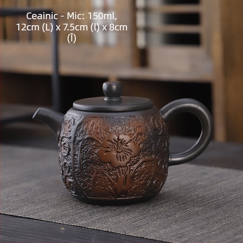 Set de ceai kung fu din ceramică violet, costum retro de uz casnic simplu, capac de ceainic, bol, accesorii pentru set de ceai, culoare înaltă, cadou manual, valoare