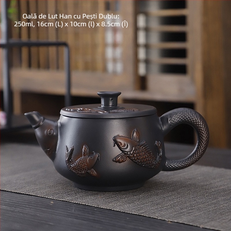 Set de ceai kung fu din ceramică violet, costum retro de uz casnic simplu, capac de ceainic, bol, accesorii pentru set de ceai, culoare înaltă, cadou manual, valoare