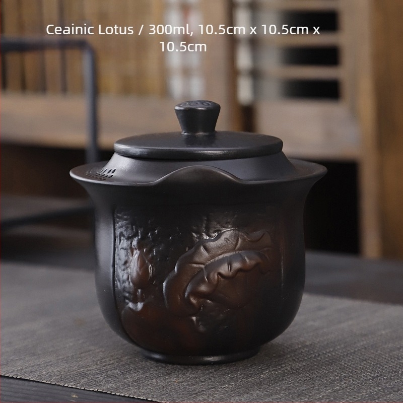 Set de ceai kung fu din ceramică violet, costum retro de uz casnic simplu, capac de ceainic, bol, accesorii pentru set de ceai, culoare înaltă, cadou manual, valoare