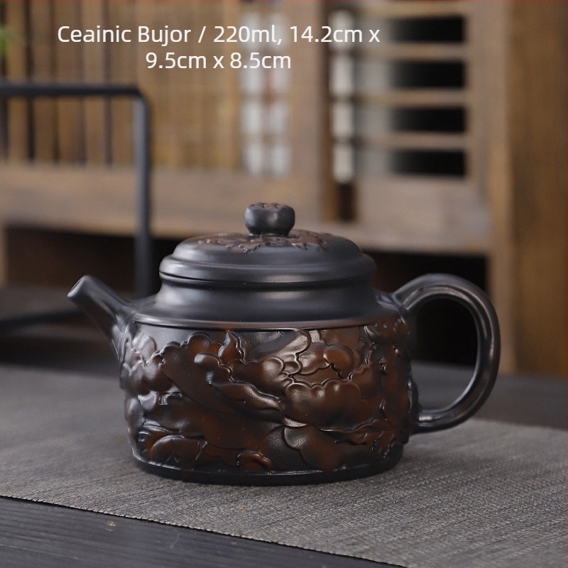 Set de ceai kung fu din ceramică violet, costum retro de uz casnic simplu, capac de ceainic, bol, accesorii pentru set de ceai, culoare înaltă, cadou manual, valoare