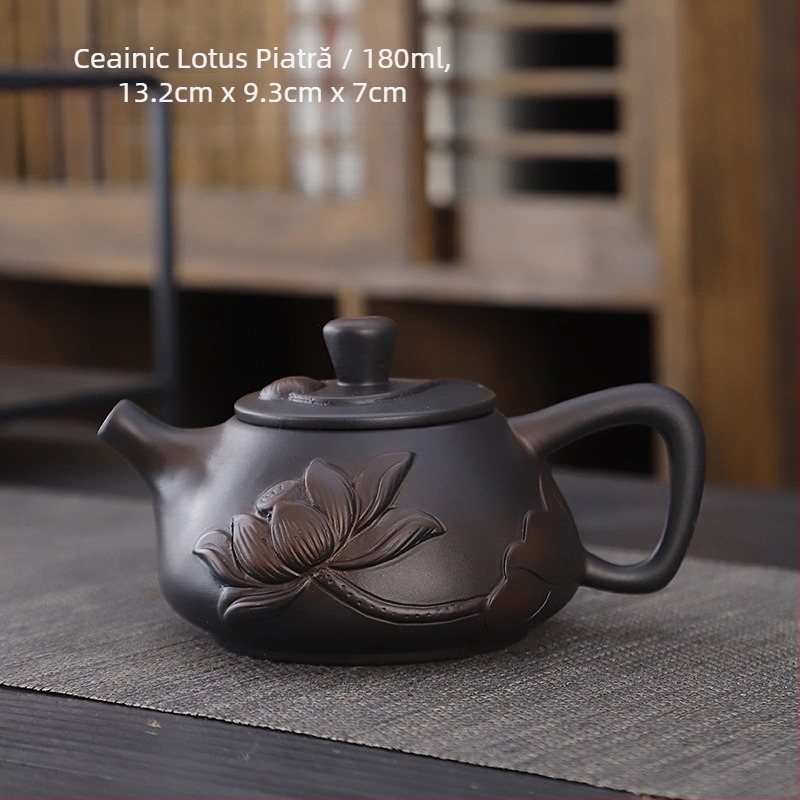 Set de ceai kung fu din ceramică violet, costum retro de uz casnic simplu, capac de ceainic, bol, accesorii pentru set de ceai, culoare înaltă, cadou manual, valoare