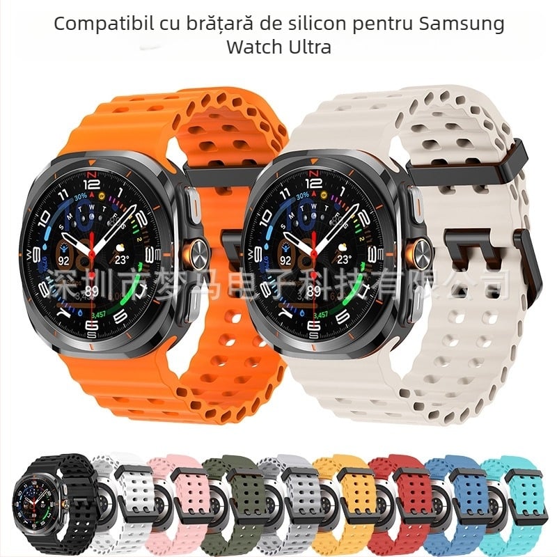 Pentru Samsung GalaxyWatch7 Ultra47mm Site oficial Curea sport din silicon Ocean Original cu cataramă dublă