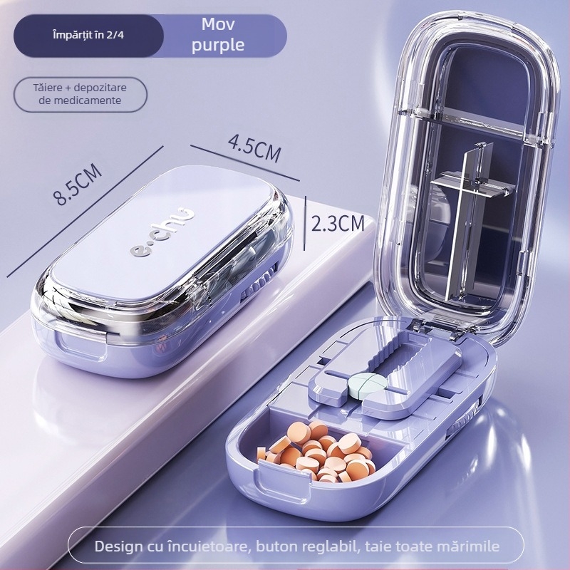 Tăietor de pastile, divizor de pastile, tăietor de pastile pentru un sfert, tăietor precis de pastile, taie pastilele în două părți, organizator portabil de pastile