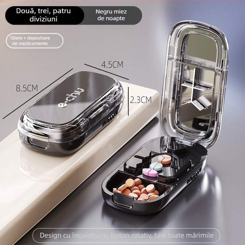 Tăietor de pastile, divizor de pastile, tăietor de pastile pentru un sfert, tăietor precis de pastile, taie pastilele în două părți, organizator portabil de pastile