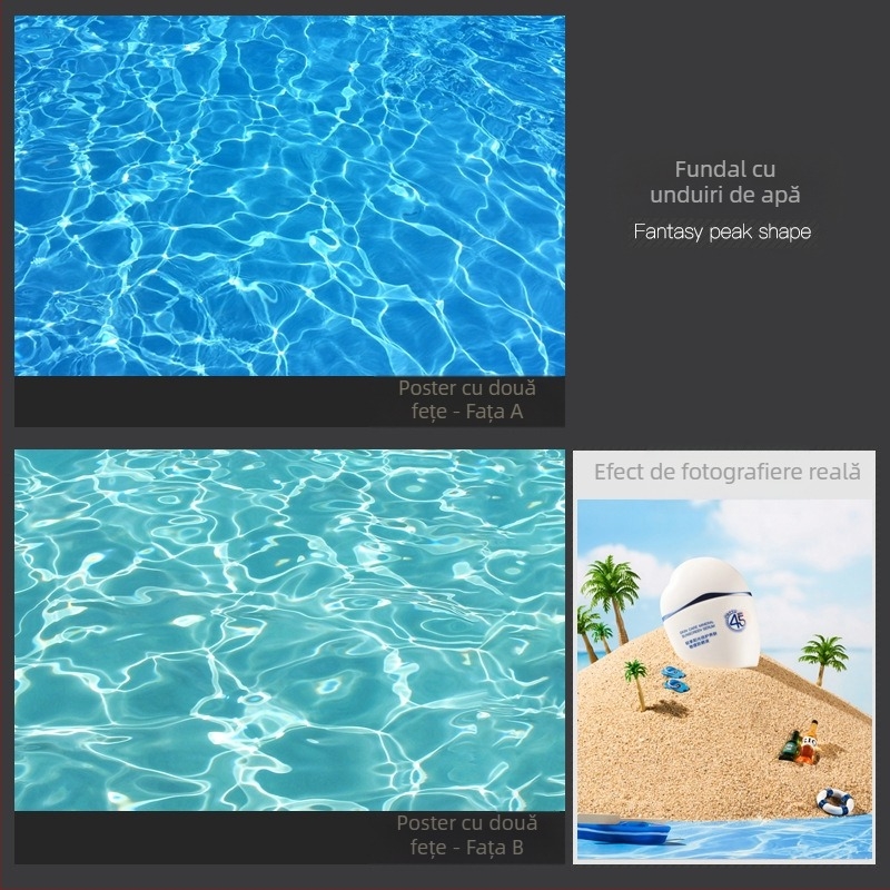 Fundal pentru fotografie 3D stereo față-verso, hârtie de fundal, ondulații de apă, umbră de copac, cer luminos, recuzită pentru fotografie, fotografie de frumusețe alimentară