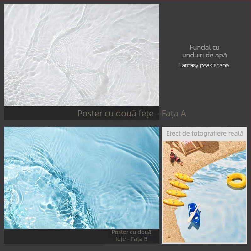 Fundal pentru fotografie 3D stereo față-verso, hârtie de fundal, ondulații de apă, umbră de copac, cer luminos, recuzită pentru fotografie, fotografie de frumusețe alimentară