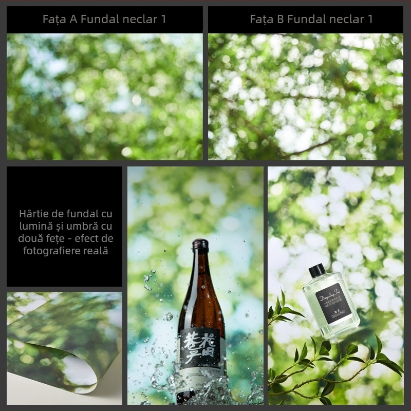 Fundal pentru fotografie 3D stereo față-verso, hârtie de fundal, ondulații de apă, umbră de copac, cer luminos, recuzită pentru fotografie, fotografie de frumusețe alimentară