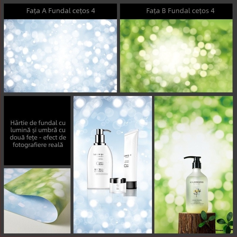 Fundal pentru fotografie 3D stereo față-verso, hârtie de fundal, ondulații de apă, umbră de copac, cer luminos, recuzită pentru fotografie, fotografie de frumusețe alimentară