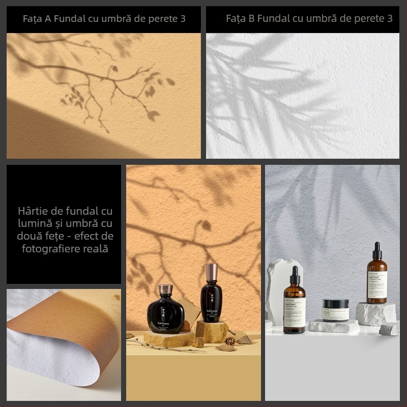 Fundal pentru fotografie 3D stereo față-verso, hârtie de fundal, ondulații de apă, umbră de copac, cer luminos, recuzită pentru fotografie, fotografie de frumusețe alimentară