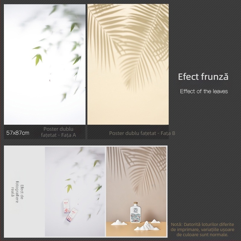 Fundal pentru fotografie 3D stereo față-verso, hârtie de fundal, ondulații de apă, umbră de copac, cer luminos, recuzită pentru fotografie, fotografie de frumusețe alimentară