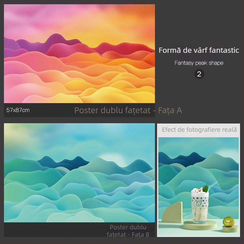 Fundal pentru fotografie 3D stereo față-verso, hârtie de fundal, ondulații de apă, umbră de copac, cer luminos, recuzită pentru fotografie, fotografie de frumusețe alimentară