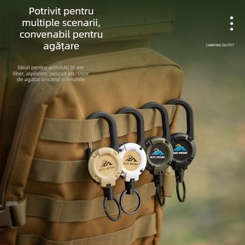 În aer liber Camping tactic retractabil cataramă oțel sârmă frânghie multifuncțională breloc Camping rebound anti-pierdere frânghie retractabilă