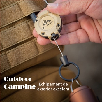 În aer liber Camping tactic retractabil cataramă oțel sârmă frânghie multifuncțională breloc Camping rebound anti-pierdere frânghie retractabilă