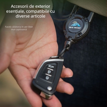 În aer liber Camping tactic retractabil cataramă oțel sârmă frânghie multifuncțională breloc Camping rebound anti-pierdere frânghie retractabilă