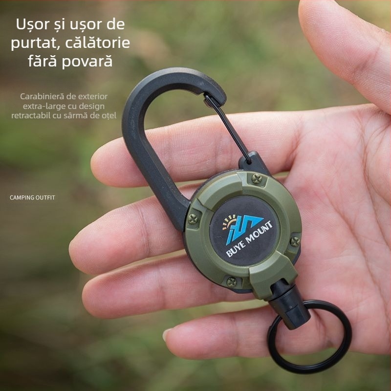 În aer liber Camping tactic retractabil cataramă oțel sârmă frânghie multifuncțională breloc Camping rebound anti-pierdere frânghie retractabilă