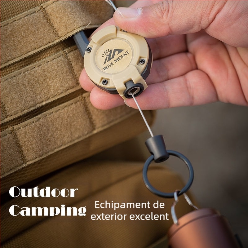 În aer liber Camping tactic retractabil cataramă oțel sârmă frânghie multifuncțională breloc Camping rebound anti-pierdere frânghie retractabilă