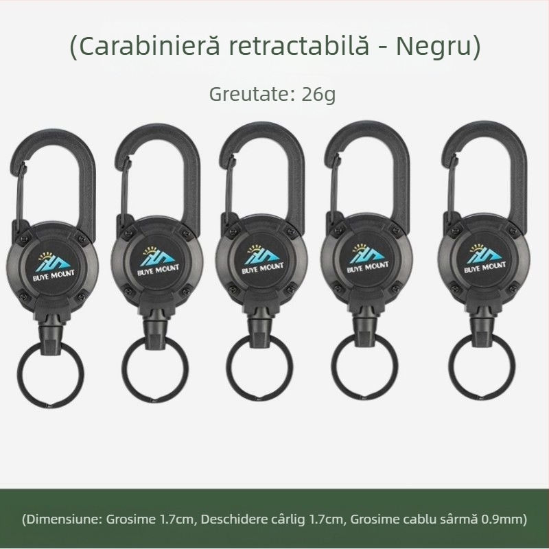 În aer liber Camping tactic retractabil cataramă oțel sârmă frânghie multifuncțională breloc Camping rebound anti-pierdere frânghie retractabilă
