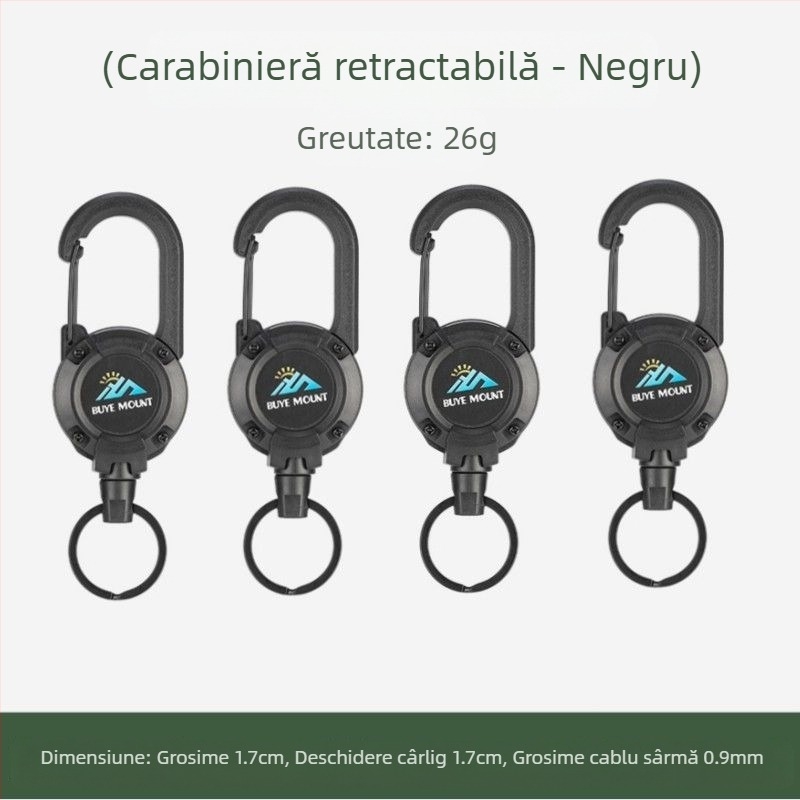 În aer liber Camping tactic retractabil cataramă oțel sârmă frânghie multifuncțională breloc Camping rebound anti-pierdere frânghie retractabilă