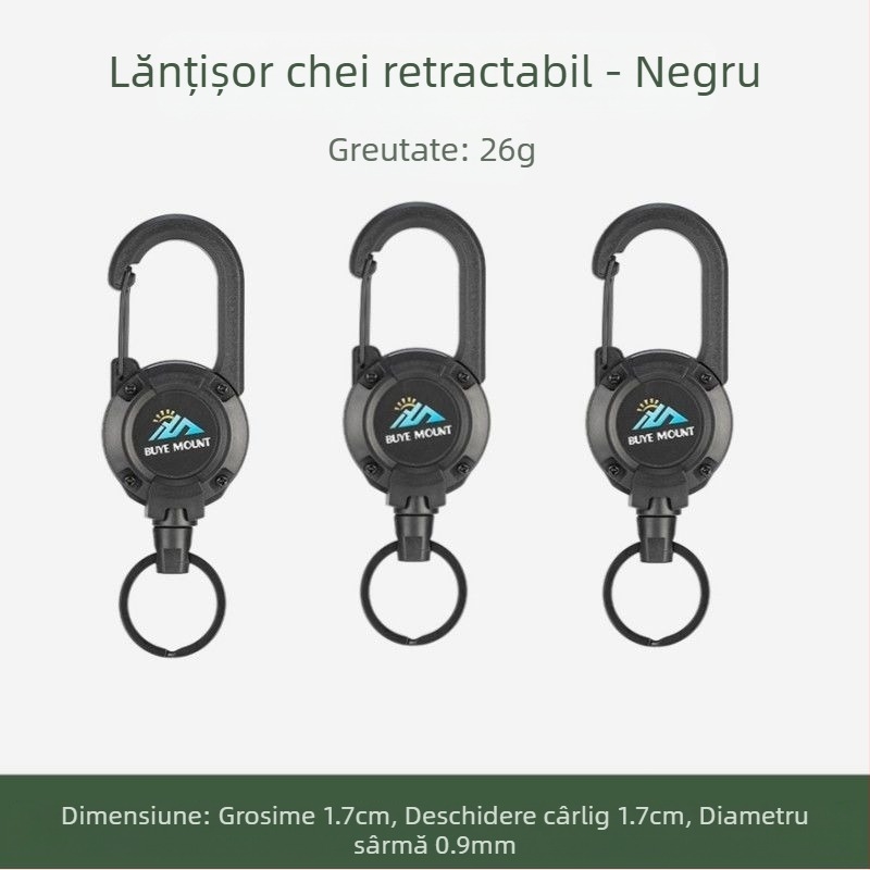 În aer liber Camping tactic retractabil cataramă oțel sârmă frânghie multifuncțională breloc Camping rebound anti-pierdere frânghie retractabilă