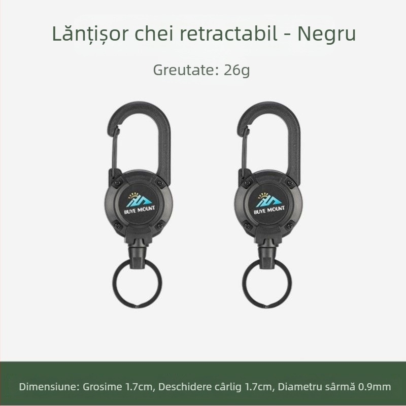 În aer liber Camping tactic retractabil cataramă oțel sârmă frânghie multifuncțională breloc Camping rebound anti-pierdere frânghie retractabilă