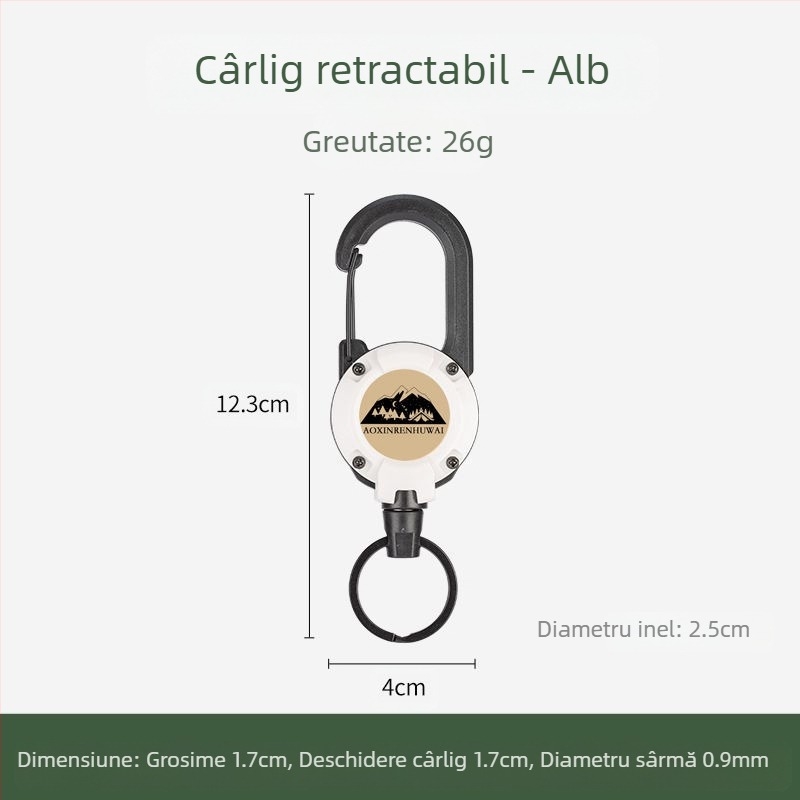 În aer liber Camping tactic retractabil cataramă oțel sârmă frânghie multifuncțională breloc Camping rebound anti-pierdere frânghie retractabilă