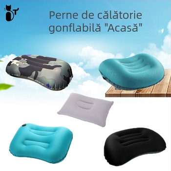 Pernă gonflabilă în formă de U, pernă de gât pliabilă portabilă pentru călătorii, călătorii de afaceri, camping, pernă simplă și elegantă din TPU cu brânză, portabilă