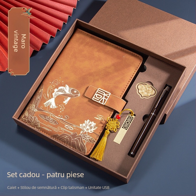 Caiet de notițe A5 pentru birou, cadou creativ pentru costum de birou, modă națională, cutie cadou pentru costum de birou, cadou pentru întâlnirea anuală